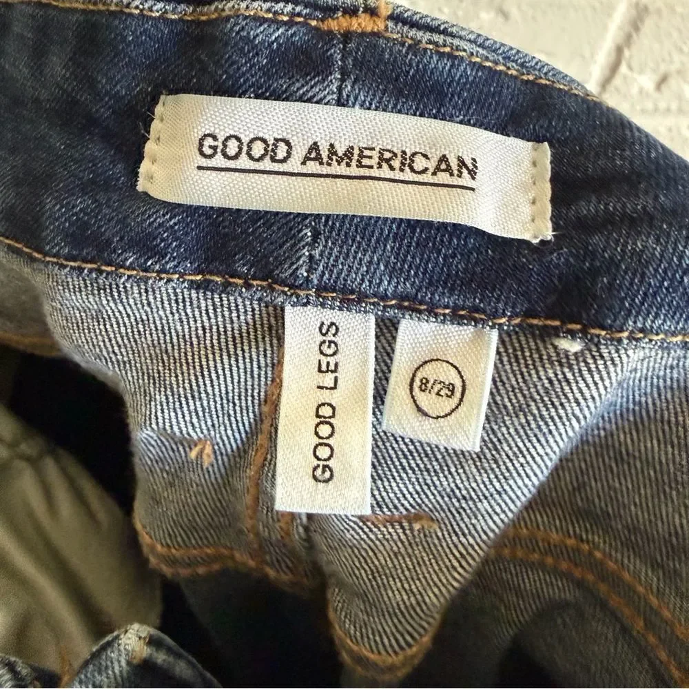 Good American Good Legs Chewed Hem Skinny Jeans Size 8